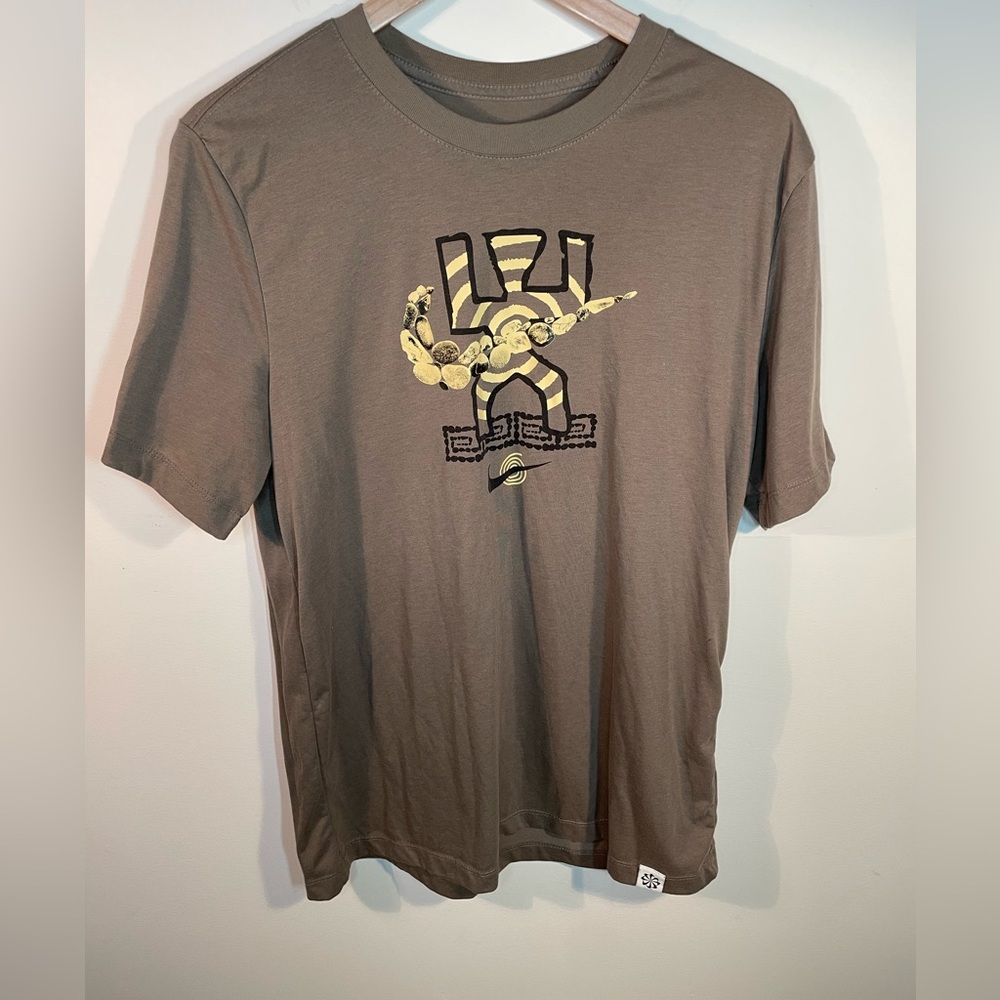 Nike Dri-Fit‎ Training Mens Large Brown T-shirt Just Do It Aztec Print